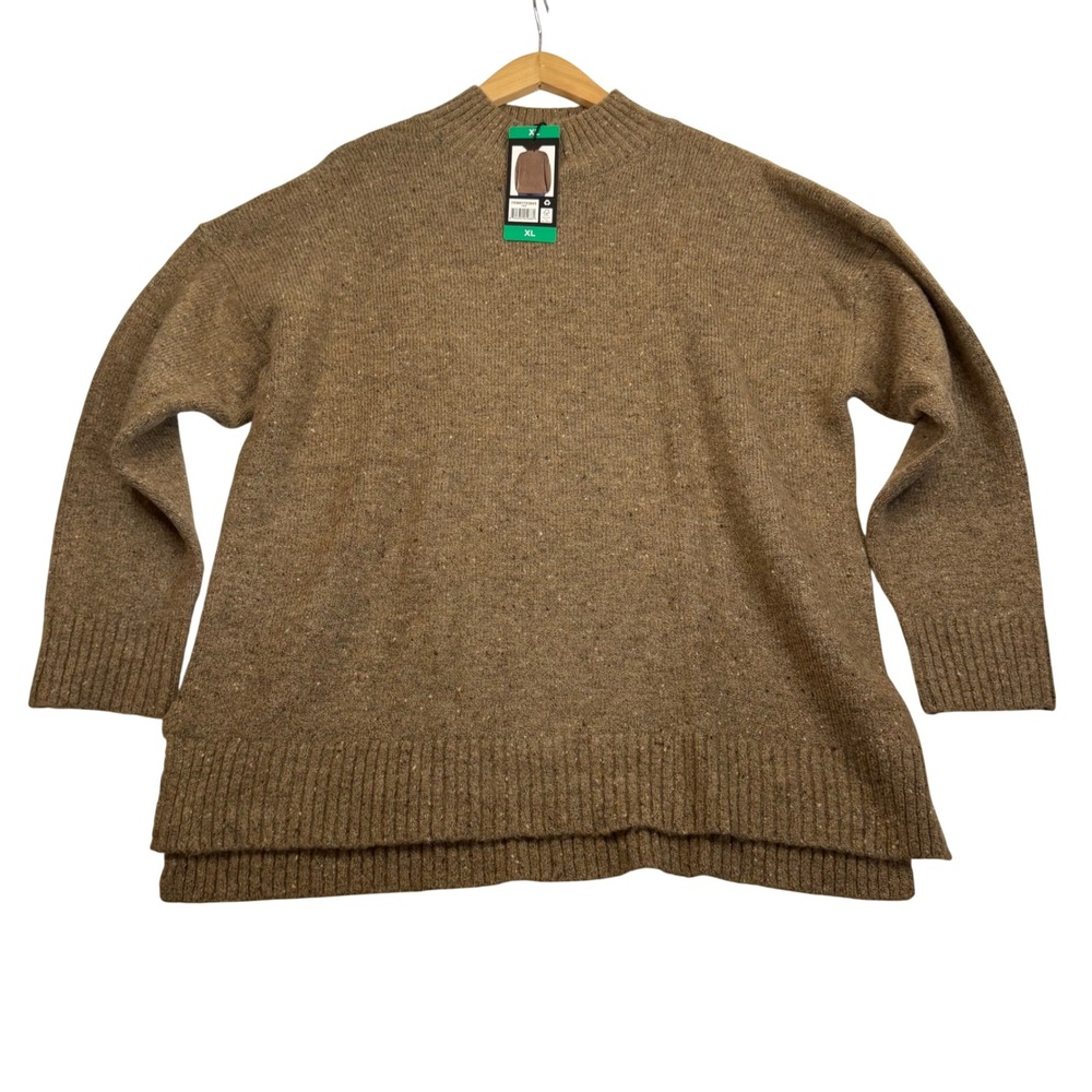 Well Worn Brown Marled Mock Neck Oversized Knit Sweater XL NWT
